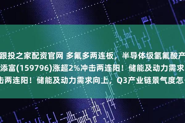 跟投之家配资官网 多氟多两连板,半导体级氢氟酸产能4万吨!电池ETF汇添富(159796)涨超2%冲击两连阳!储能及动力需求向上,Q3产业链景气度怎么看?